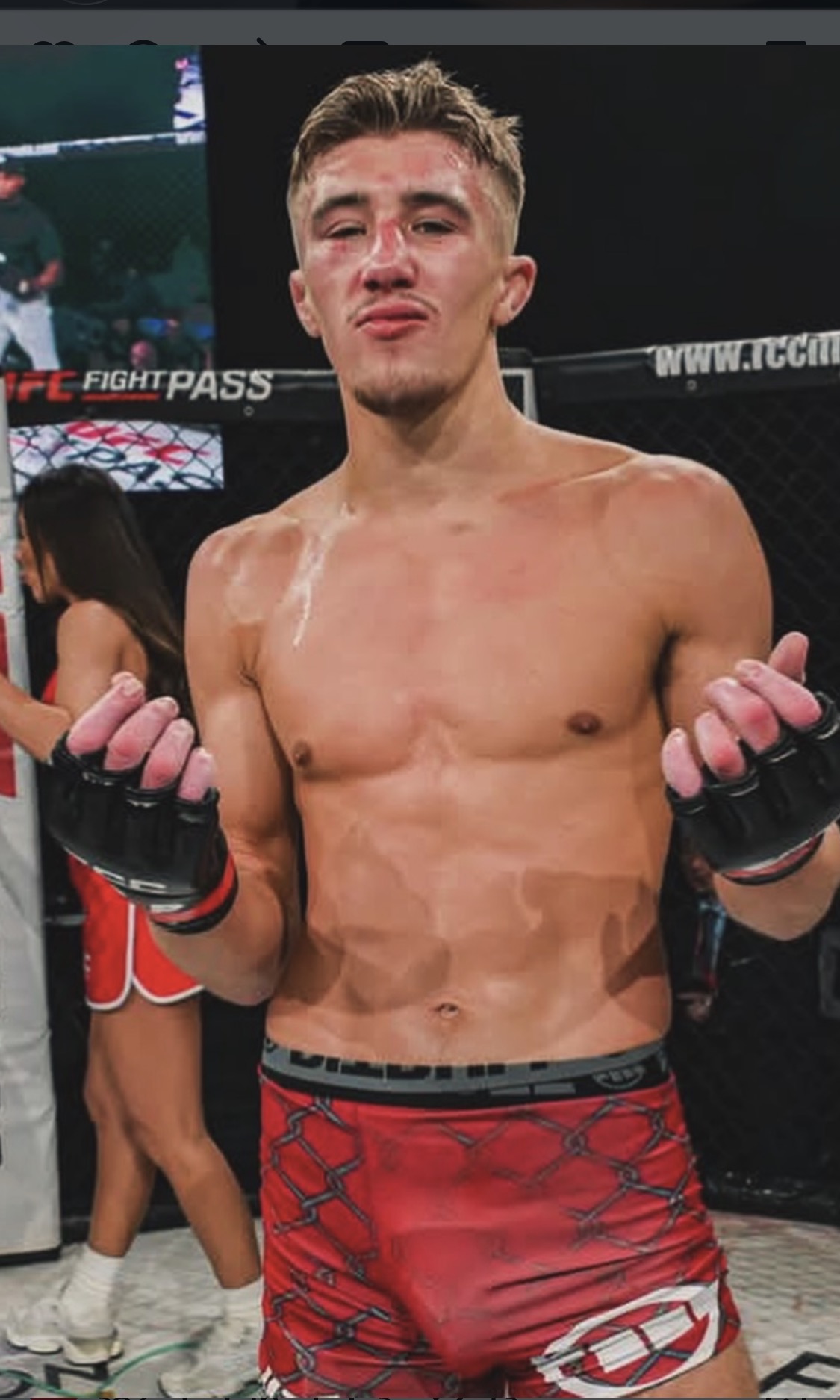 Callum Conner in the cage after a fight